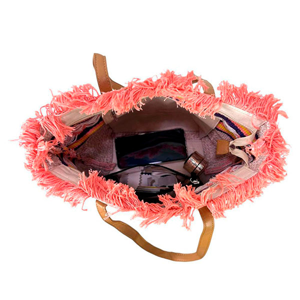 Bolso Tote de Alfombra con Estampado de Rayas