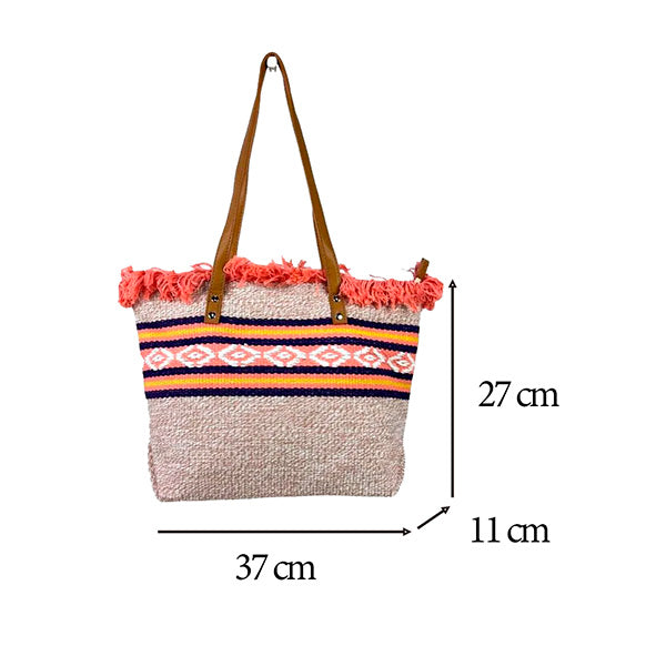 Bolso Tote de Alfombra con Estampado de Rayas