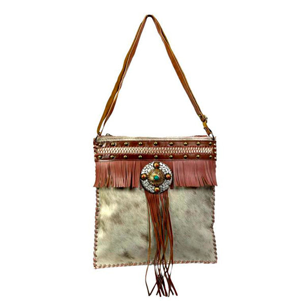 Bolso Tote de Piel Estilo Boho con Flecos