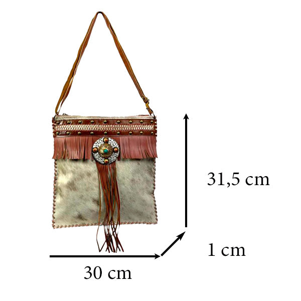 Bolso Tote de Piel Estilo Boho con Flecos