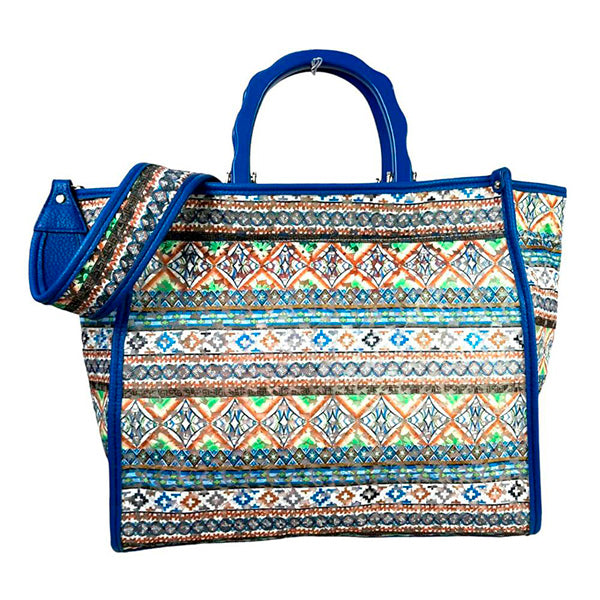 Bolso Tote Grande con Estampado Étnico y Neceser