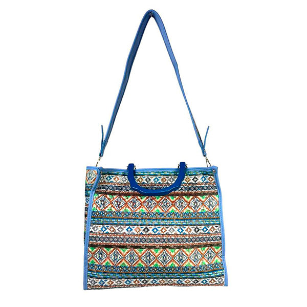 Bolso Tote Grande con Estampado Étnico y Neceser