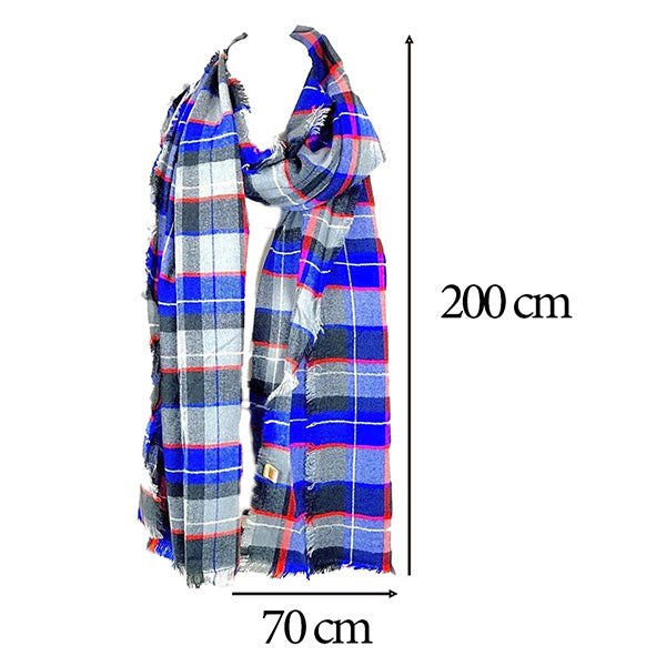 Bufanda Gruesa con Estampado de Cuadros y Flecos