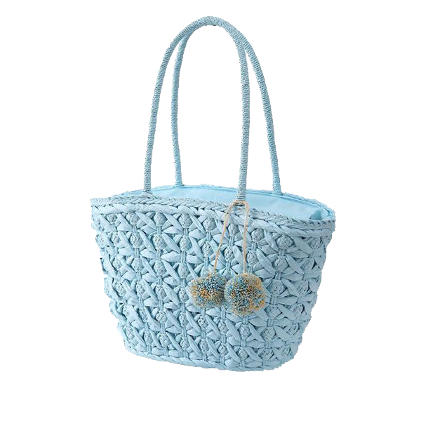 Capazo de Papel con Pompón Decorativo para Mujer