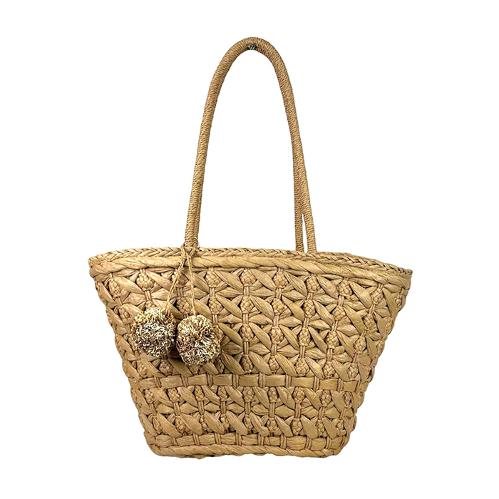 Capazo de Papel con Pompón Decorativo para Mujer