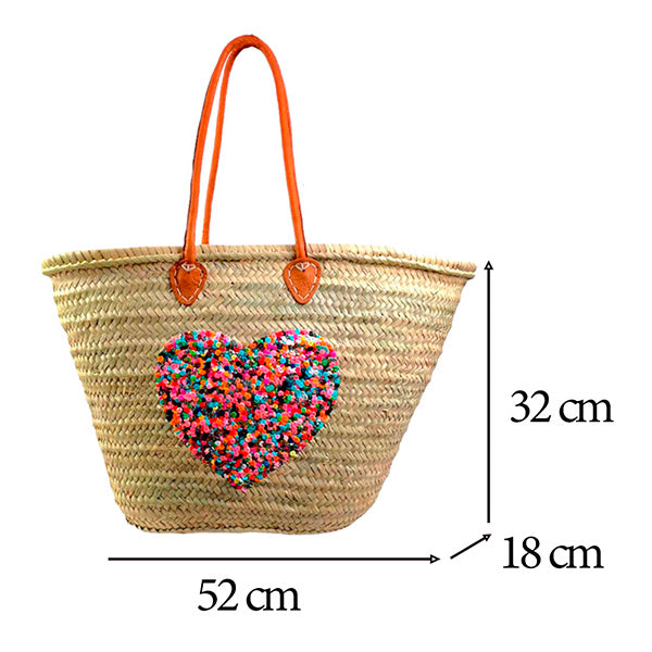 Capazo de Playa Grande con Dibujo de Corazón