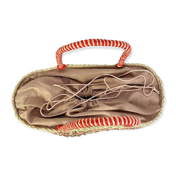 Capazo de Playa Rafia con Estampado de Rayas