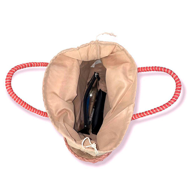 Capazo de Playa Rafia con Estampado de Rayas