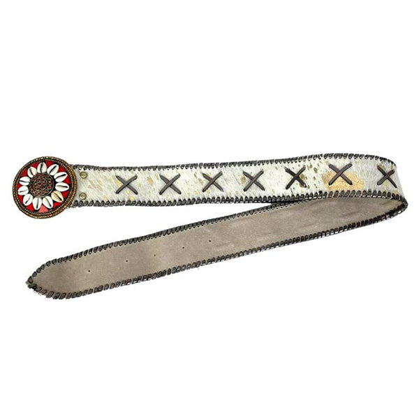 Cinturón Boho Piel Artesanal con Hebilla Decorada