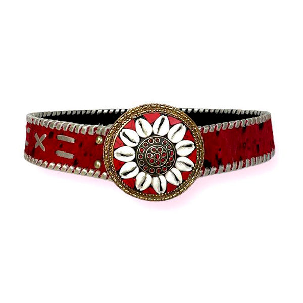 Cinturón Boho Piel Artesanal con Hebilla Decorada