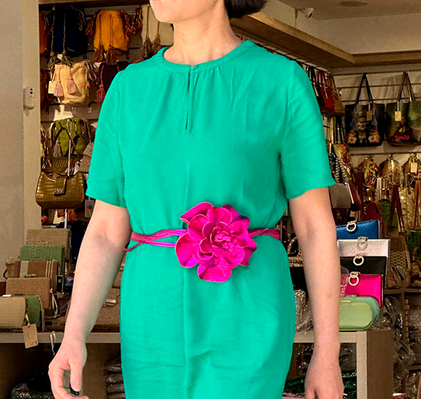 Cinturón De Piel con Flor Artesanal