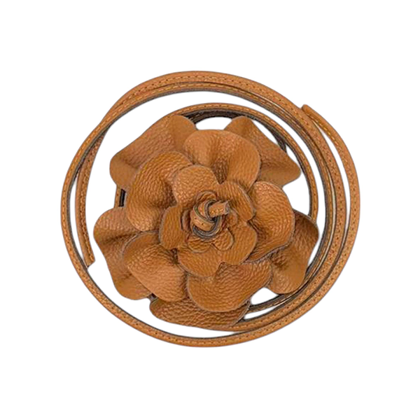 Cinturón De Piel con Flor Artesanal