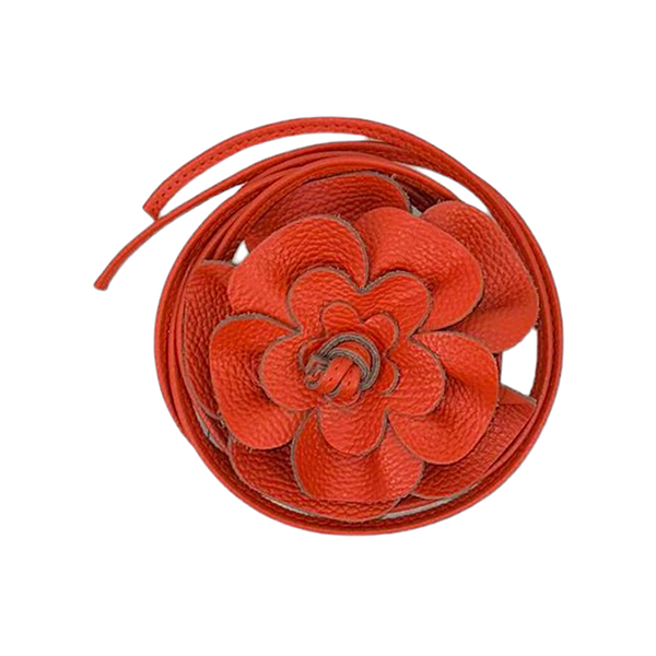 Cinturón De Piel con Flor Artesanal