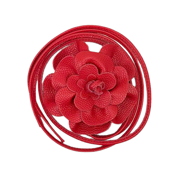 Cinturón De Piel con Flor Artesanal