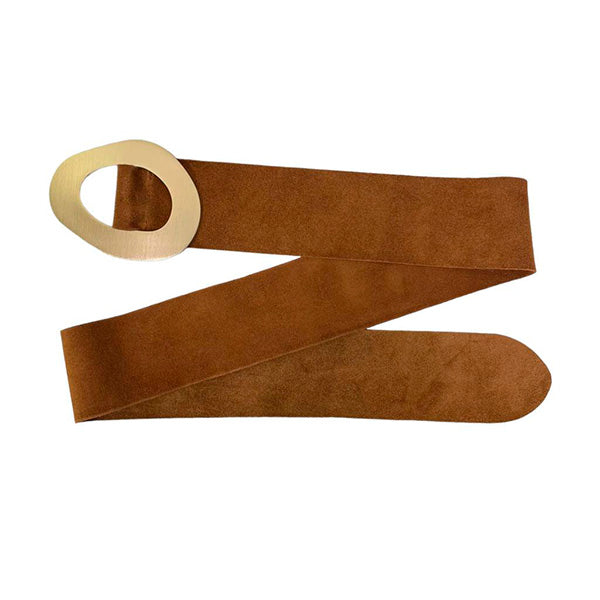 Cinturón de Piel de Ante Italiana con Hebilla de Metal