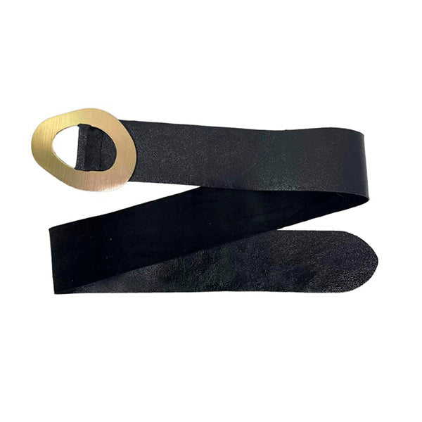 Italian Metallic Suede Belt with Round Metal Buckle