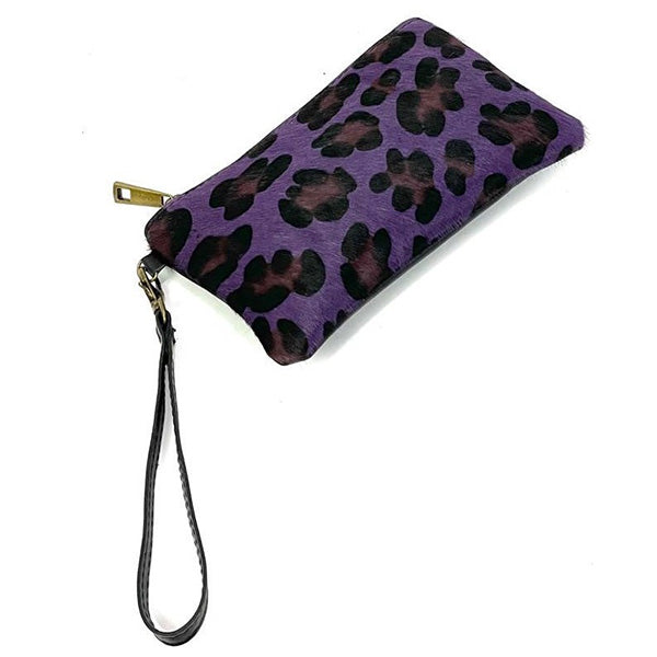 Monedero Grande de Piel Con Pelaje Auténtico Estampado Animal Print