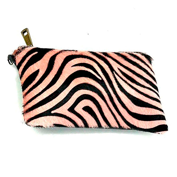 Monedero Grande de Piel Con Pelaje Auténtico Estampado Animal Print