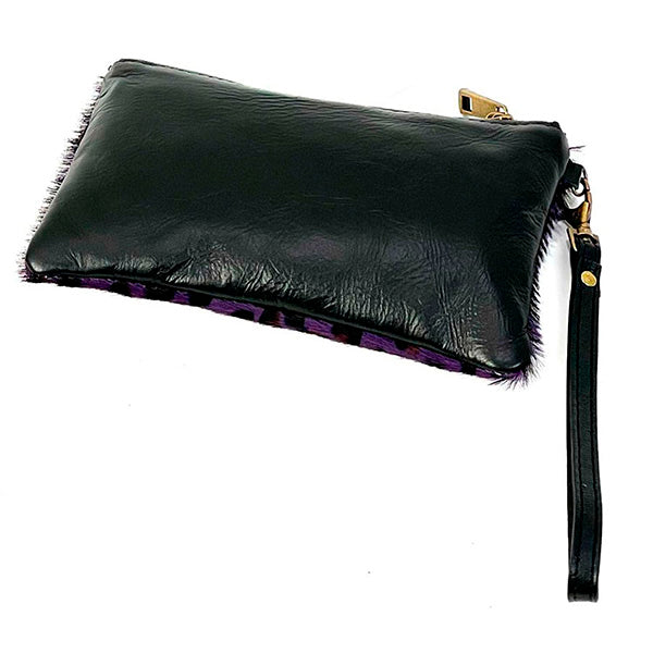 Monedero Grande de Piel Con Pelaje Auténtico Estampado Animal Print