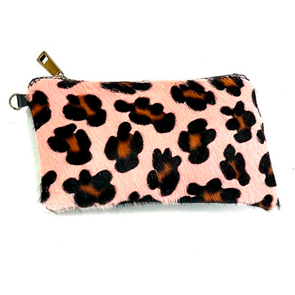 Monedero Grande de Piel Con Pelaje Auténtico Estampado Animal Print