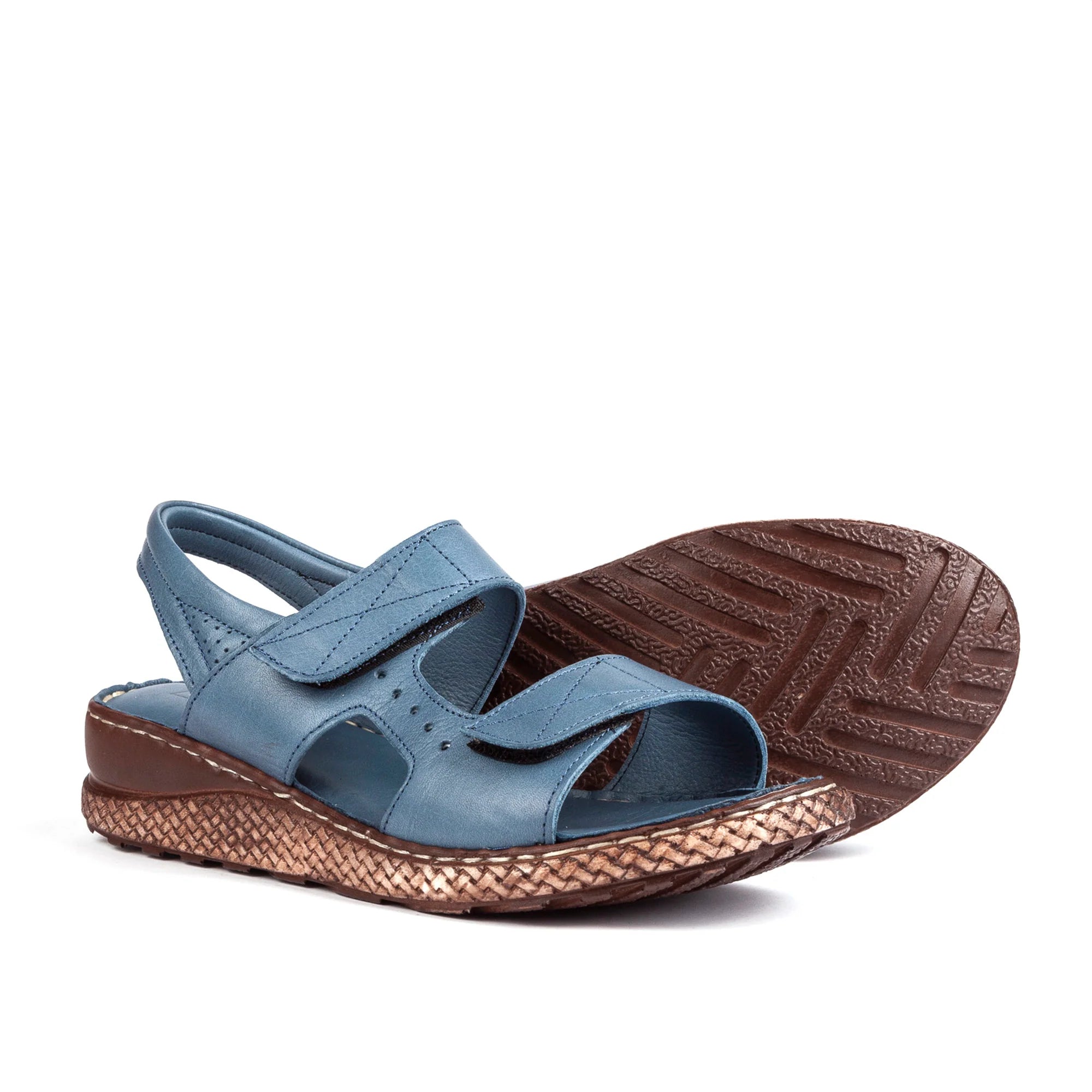 Sandalias de Piel con Tiras de Velcro para Verano