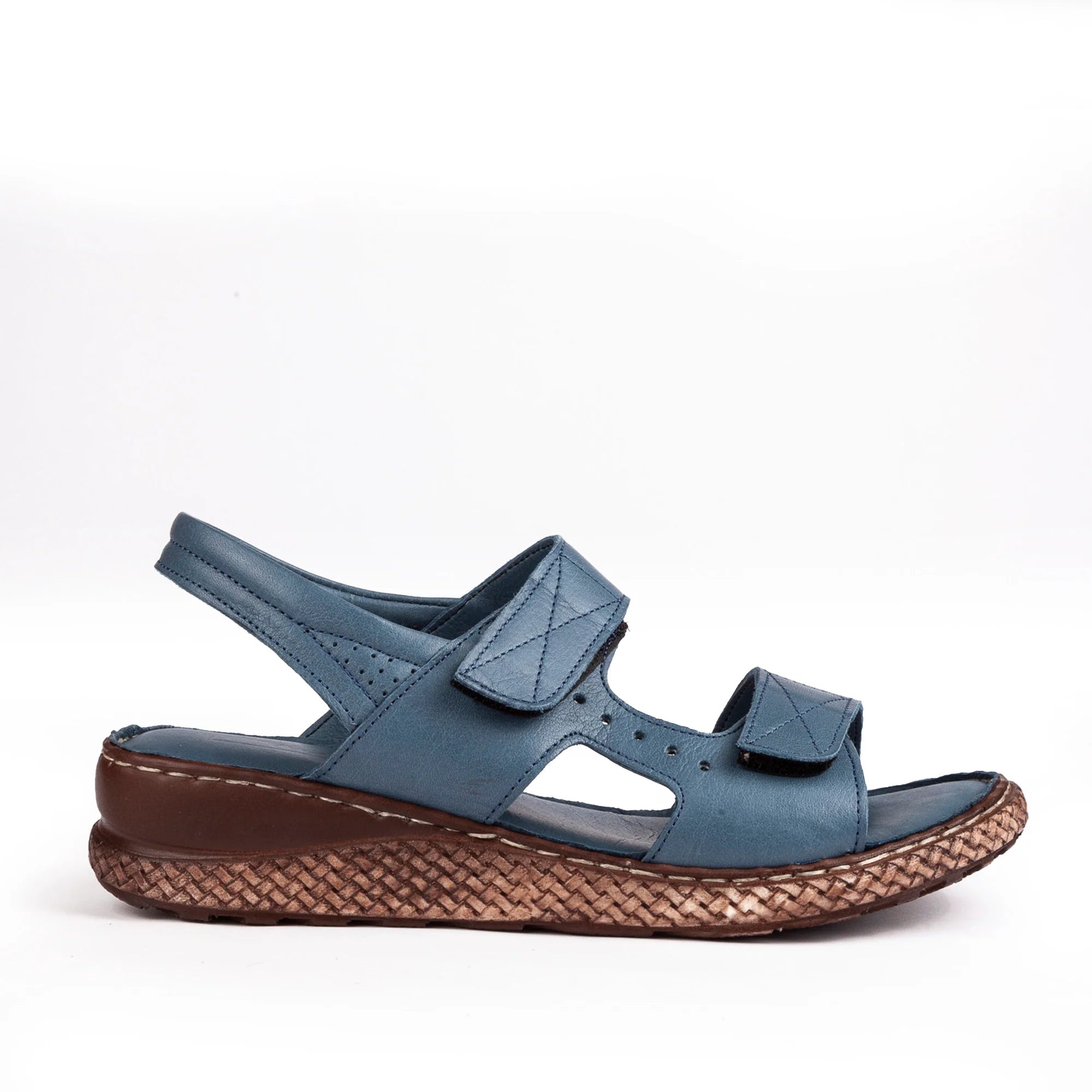 Sandalias de Piel con Tiras de Velcro para Verano