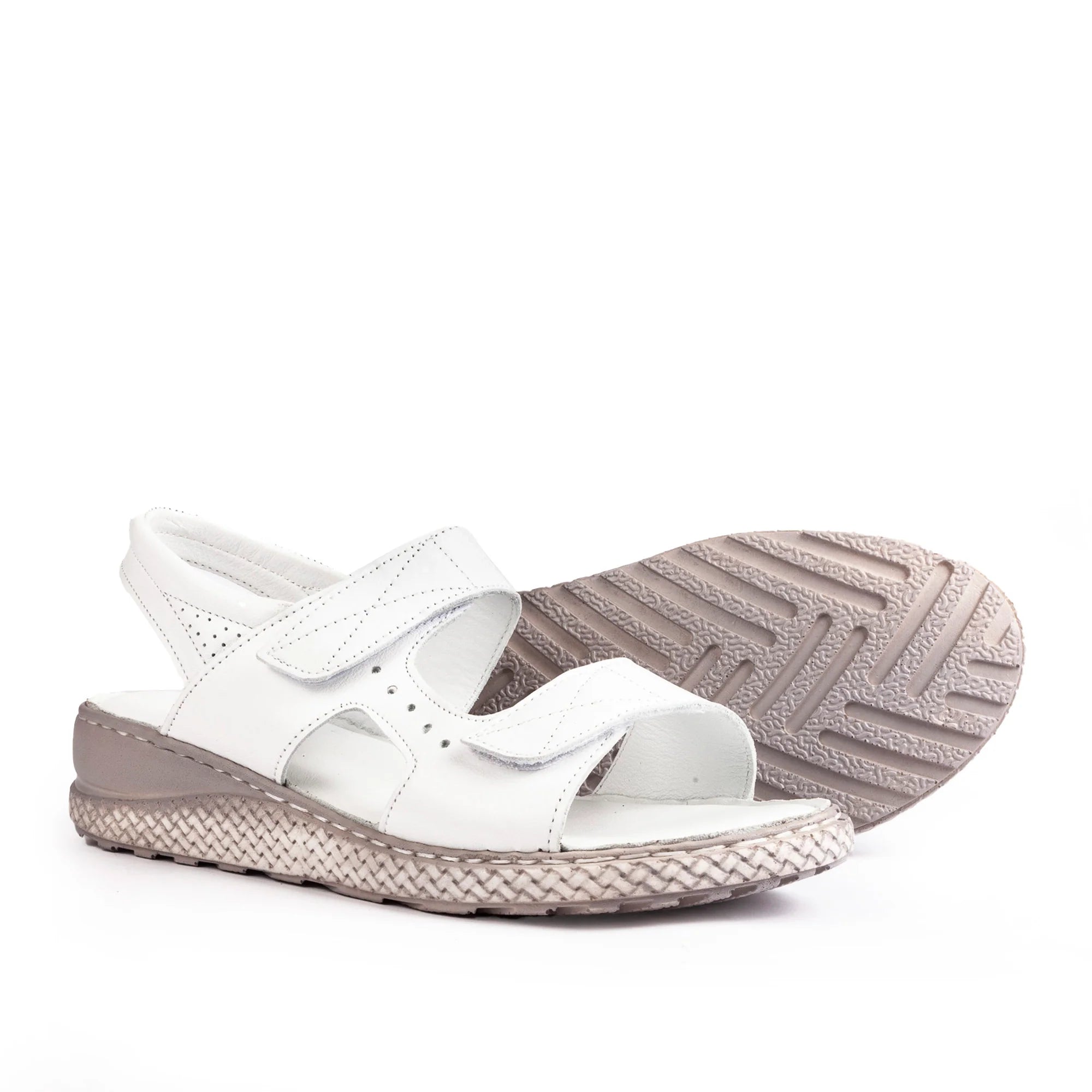 Sandalias de Piel con Tiras de Velcro para Verano