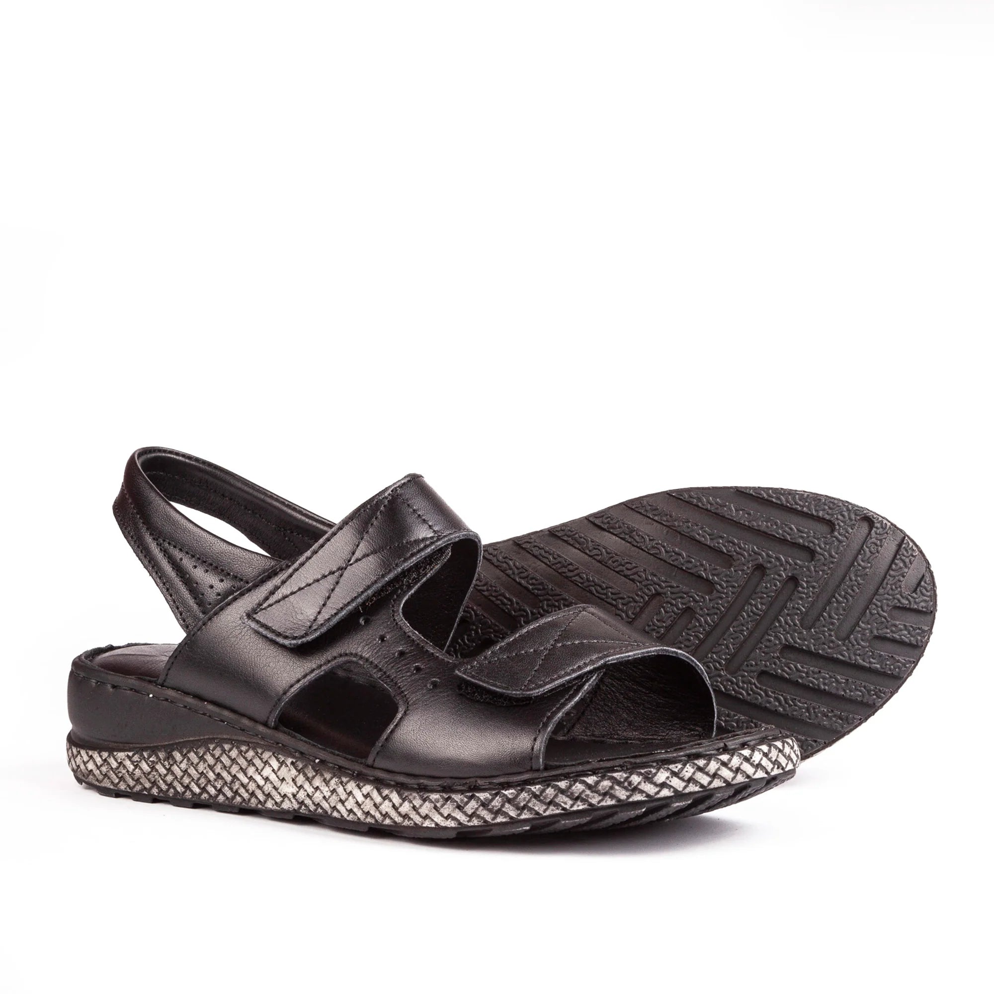 Sandalias de Piel con Tiras de Velcro para Verano