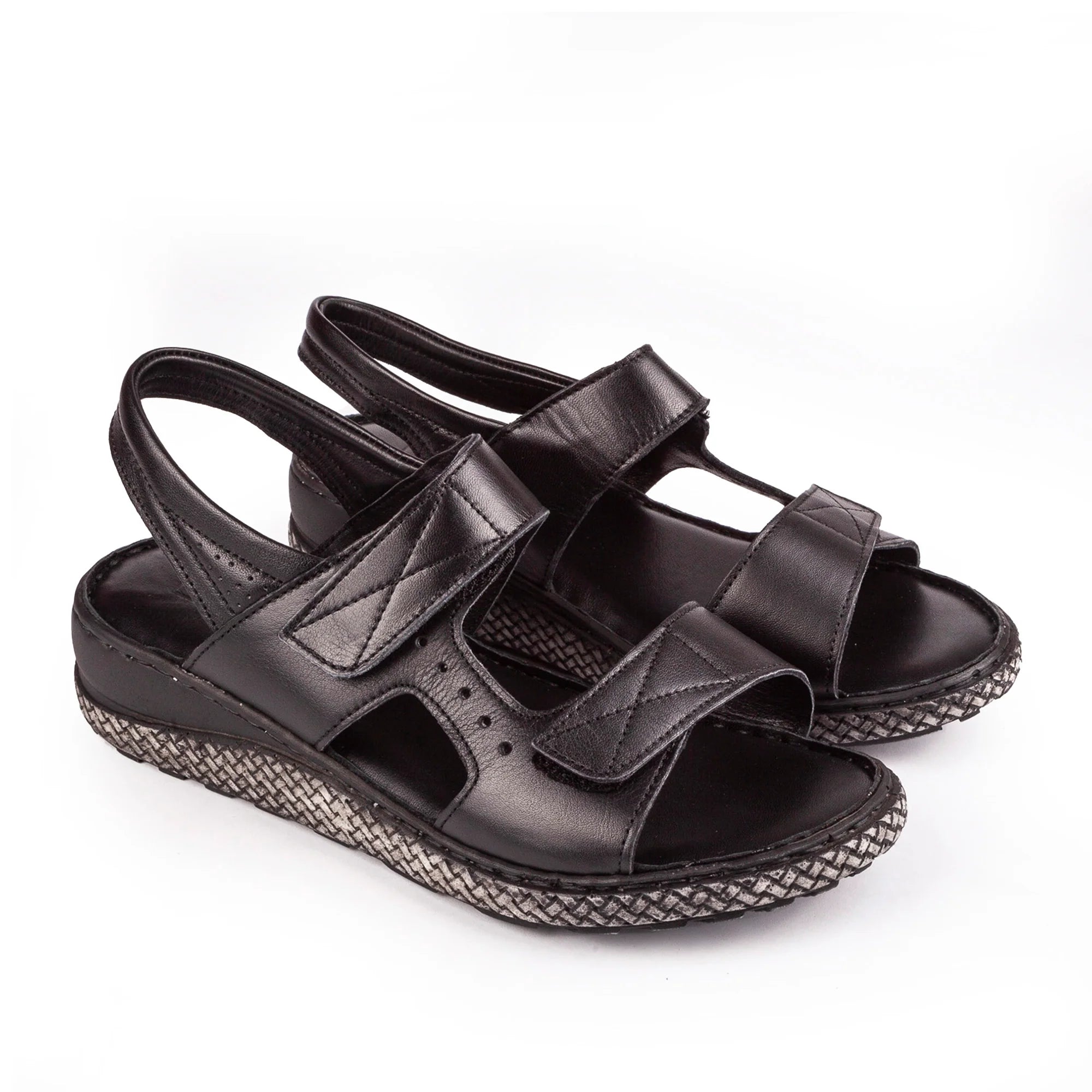 Sandalias de Piel con Tiras de Velcro para Verano