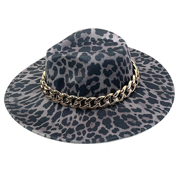 Sombrero Tipo Fedora con Estampado de Leopardo