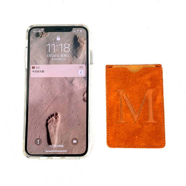 Tarjetero de Piel con Inicial para Pegar al Teléfono Móvil