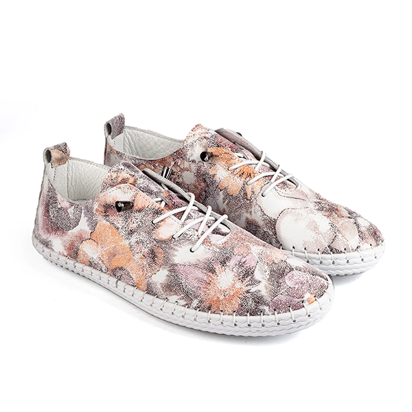 Zapatos de Piel Cómodos con Diseño Flores para Mujer